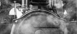 A close up of an Abt steam locomotive